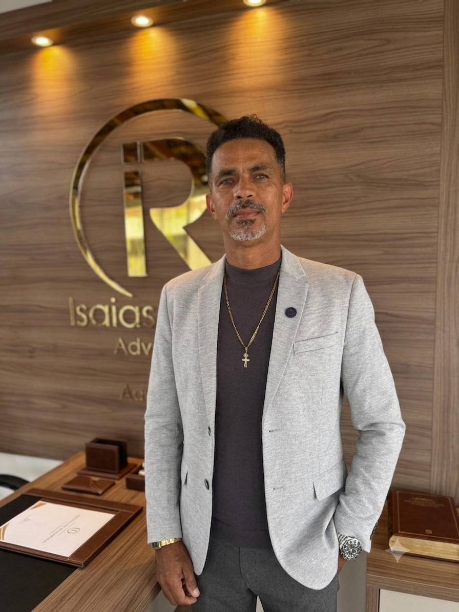 Foto profissional do Dr. Isaías Rufino vestindo terno em seu escritório